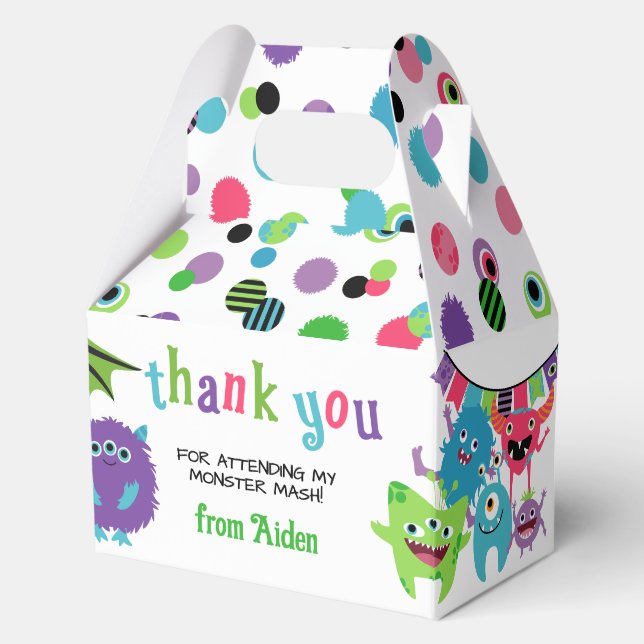 Colourful Monster Mash Halloween Birthday Thank Yo Favor Box (Front)