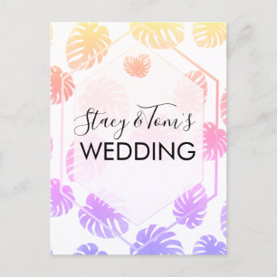 Colourful Monstera Hand Drawn Botany Wedding  Postcard
