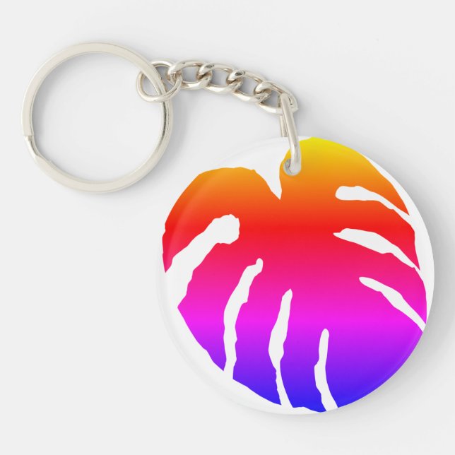 Colourful Monstera Leaf  Keychain (Front)