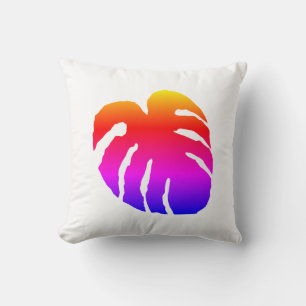 Colourful Monstera Leaf  Throw Pillow