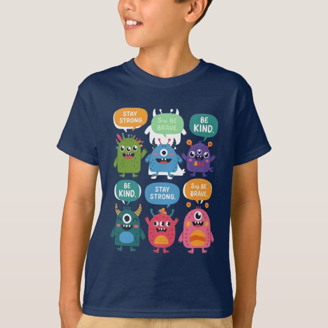 Colourful Monsters with Positive Messages T-Shirt (Front)