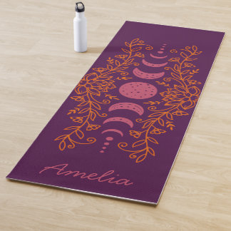 Colourful Moon Phase Celestial Stars Lotus  Yoga Mat