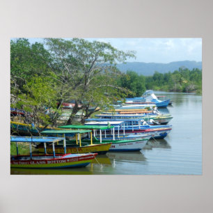 Colourful Moored River Boats Negril Jamaica Photo Poster