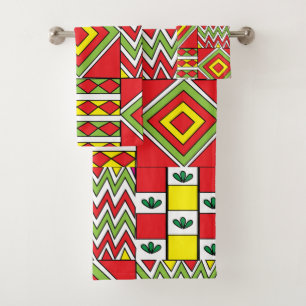Colourful Moroccan Mosaic Pattern Bath Towel Set