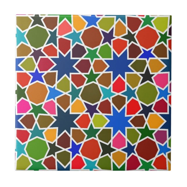 Colourful Moroccan Star Mosaic Tile (Front)