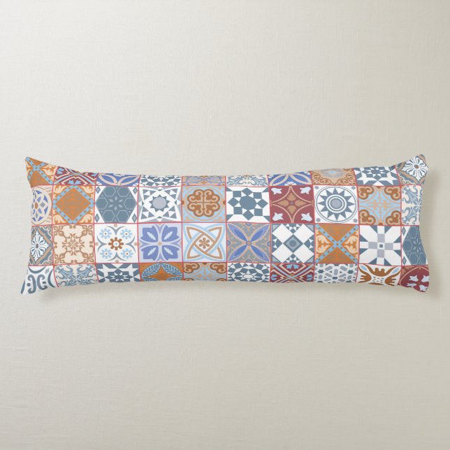 Colourful Moroccan tile Body Pillow (Front)