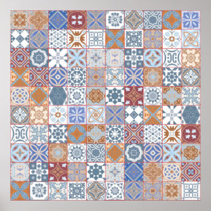 Colourful Moroccan tile Poster