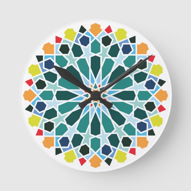 Colourful moroccan tiles Wall Clock (Front)
