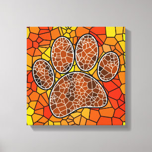 Colourful Mosaic Art Dog Paw Print
