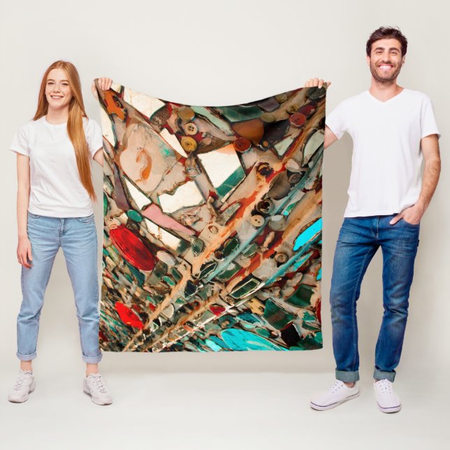 Colourful Mosaic Art Fleece Blanket (In Situ)