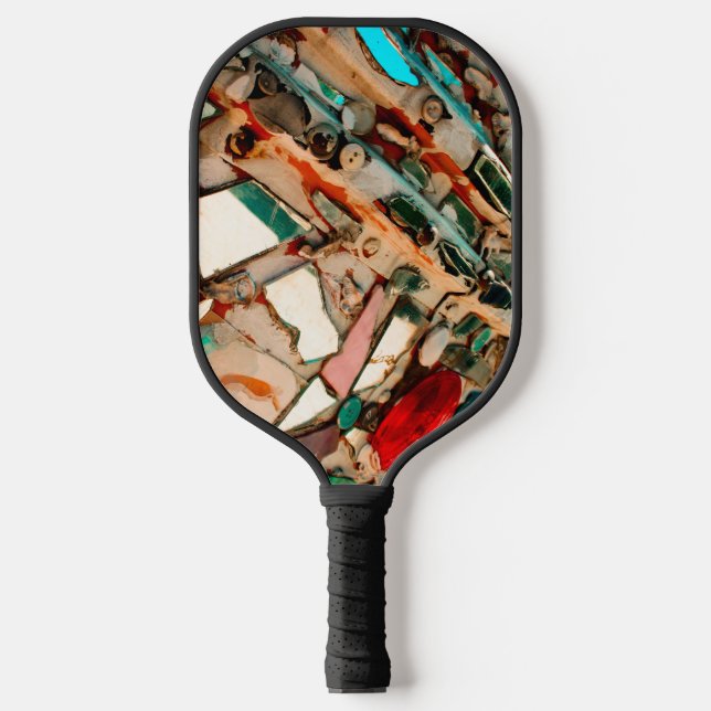 Colourful Mosaic Art Pickleball Paddle (Front)
