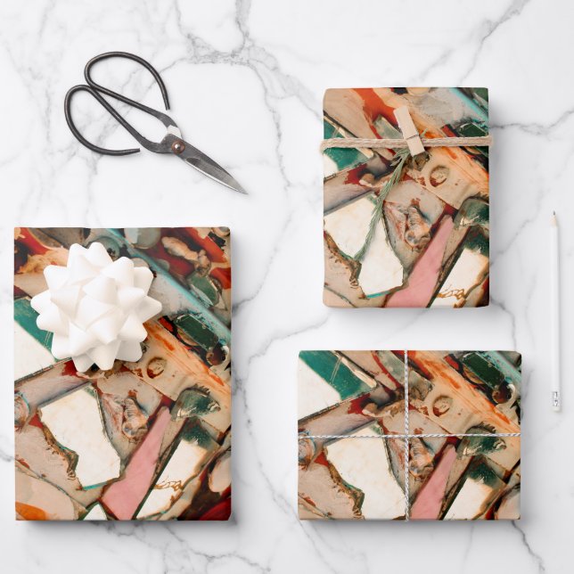 Colourful Mosaic Art Wrapping Paper Sheet (Front)