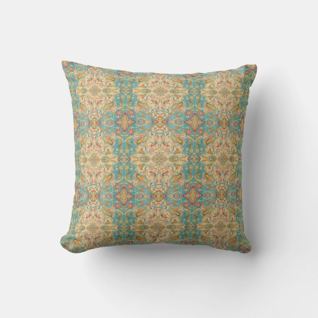 Colourful Mosaic Aztec Pattern Indian Mexican Ethn Throw Pillow (Front)