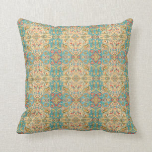Colourful Mosaic Aztec Pattern Indian Mexican Ethn Throw Pillow