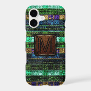 Colourful Mosaic Burlap Elegant Leather Look #19