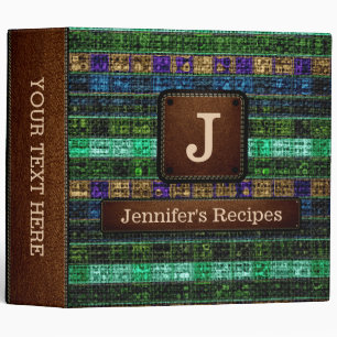 Colourful Mosaic Burlap Elegant Leather Look #19 Binder