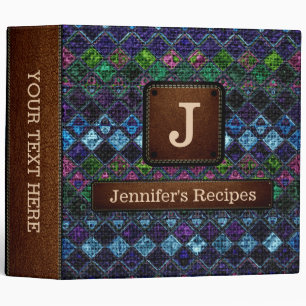 Colourful Mosaic Burlap Elegant Leather Look #20 Binder
