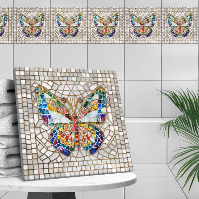 Colourful Mosaic Butterfly  Tile (Creator Uploaded)