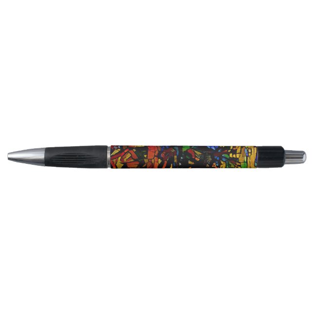 Colourful Mosaic Cat Art Prin Pen (Front)