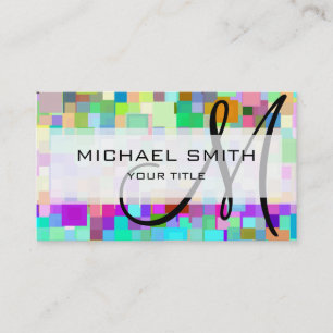 Colourful Mosaic Custom Monogram #3 Business Card