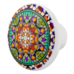 Colourful Mosaic - Decorative Coloured Tile Patter Ceramic Knob
