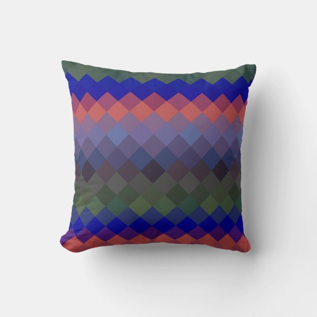 Colourful Mosaic Diamond Geometric Pattern #12 Throw Pillow (Front)