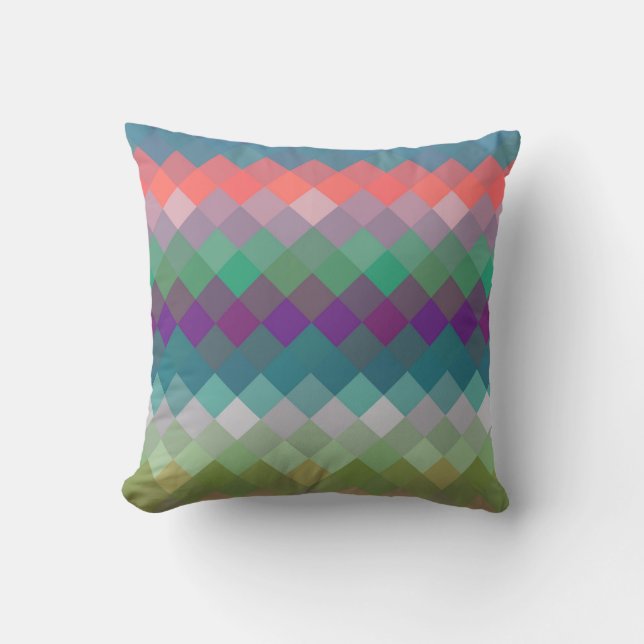 Colourful Mosaic Diamond Geometric Pattern #2 Throw Pillow (Front)
