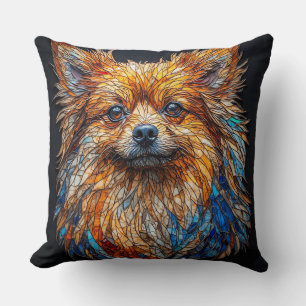 Colourful Mosaic Dog Portrait Throw Pillow