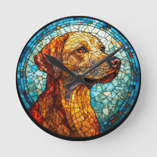 Colourful Mosaic Dog Round Clock