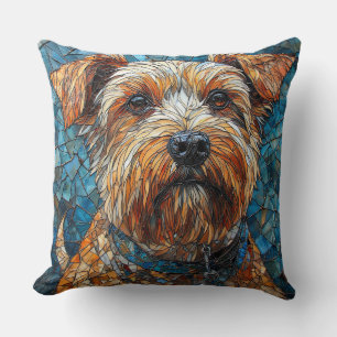 Colourful Mosaic Dog Throw Pillow