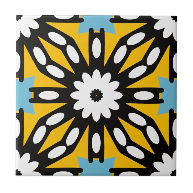Colourful Mosaic Geometric Modern Ethnic Pattern Tile (Front)