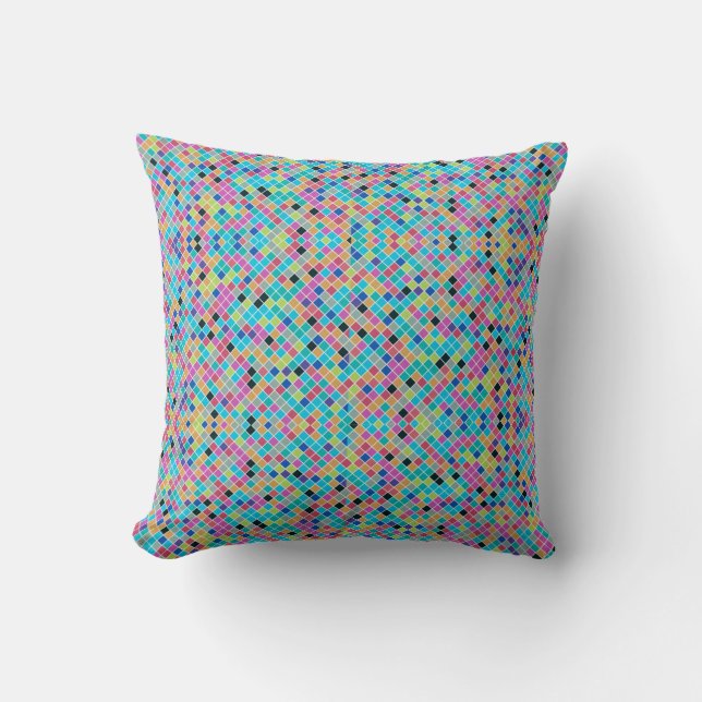 Colourful mosaic geometric pattern throw pillow (Front)