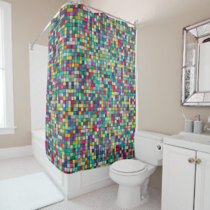 Colourful mosaic, geometric squares pattern