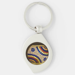 Colourful Mosaic Glass Pattern Round Keychain