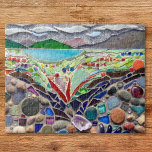 Colourful Mosaic Jigsaw Puzzle<br><div class="desc">This unique jigsaw puzzle is decorated with an abstract landscape mosaic in bright colours and earth tones.
The original mosaic was made with tiny pieces of glass,  pebbles and found objects.
Original Mosaic © Michele Davies.</div>