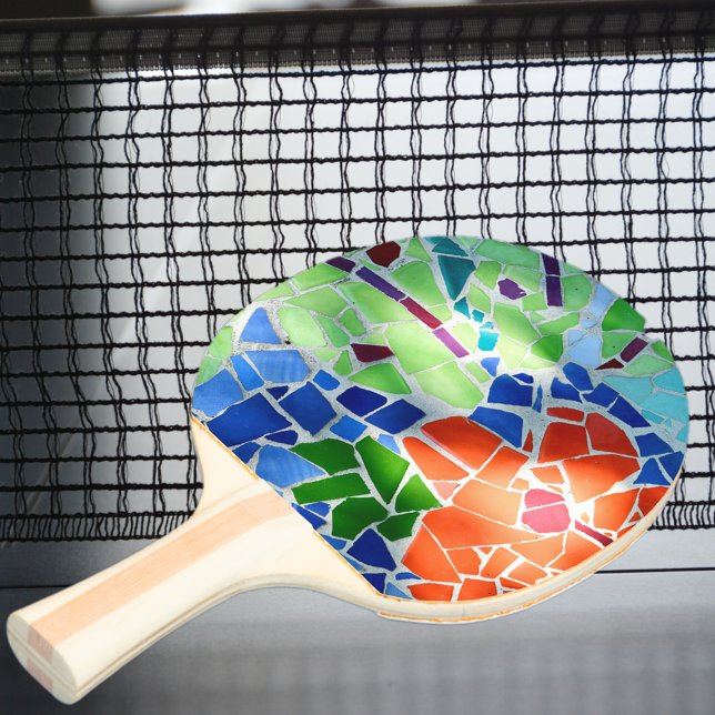 Colourful Mosaic Koi Fish Red Flower Ping Pong Paddle (Creator Uploaded)