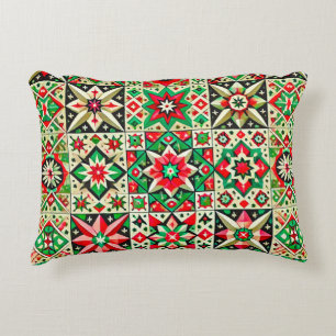 Colourful mosaic pattern accent pillow