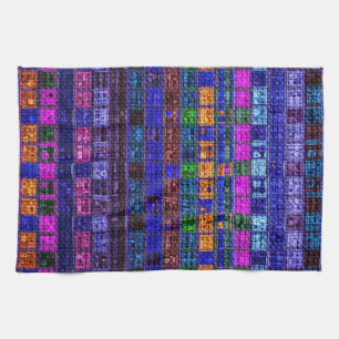 Colourful Mosaic Pattern Burlap Rustic #11 Kitchen Towel