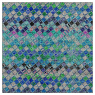 Colourful Mosaic Pattern Burlap Rustic #13 Fabric