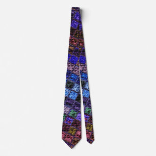 Colourful Mosaic Pattern Burlap Rustic #17 Tie