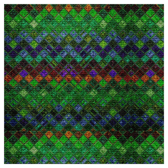 Colourful Mosaic Pattern Burlap Rustic #3 Fabric (Swatch)