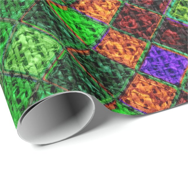 Colourful Mosaic Pattern Burlap Rustic #3 Wrapping Paper (Roll Corner)
