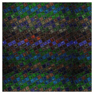 Colourful Mosaic Pattern Burlap Rustic #6 Fabric