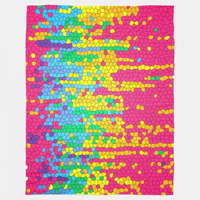 Colourful mosaic pattern fleece blanket (Front)