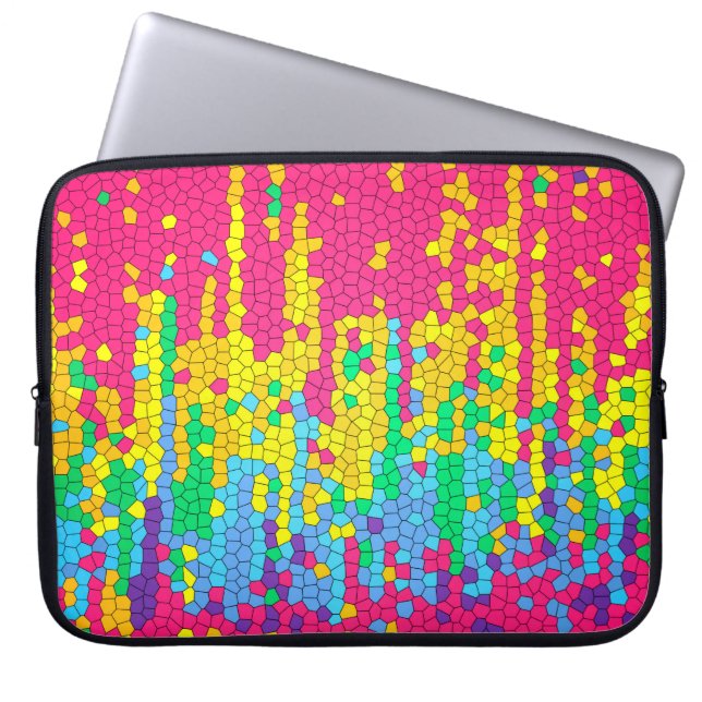 Colourful mosaic pattern laptop sleeve (Front)