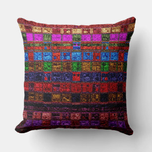 Colourful Mosaic Pattern Leather Look #10 Throw Pillow