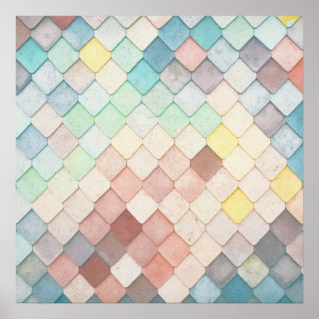 Colourful Mosaic Pattern Poster (Front)