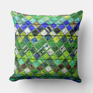 Colourful Mosaic Pattern Wood Look #8 Throw Pillow