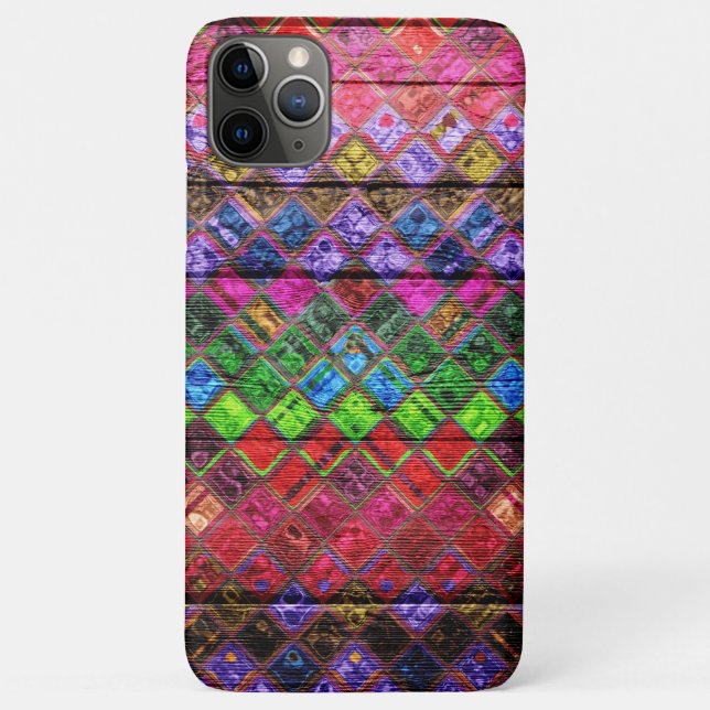 Colourful Mosaic Pattern Wood Look Case-Mate iPhone Case (Back)