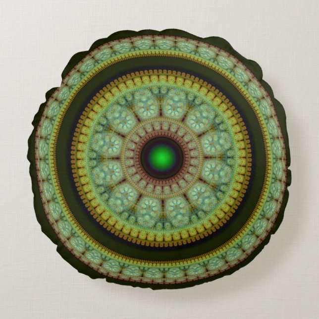 Colourful mosaic round decoration pillow (Front)